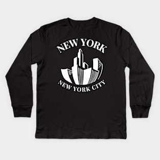 New York City Skyline Broadway Wall street Fifth avenue Times square New York New york Travel holidays Kids Long Sleeve T-Shirt